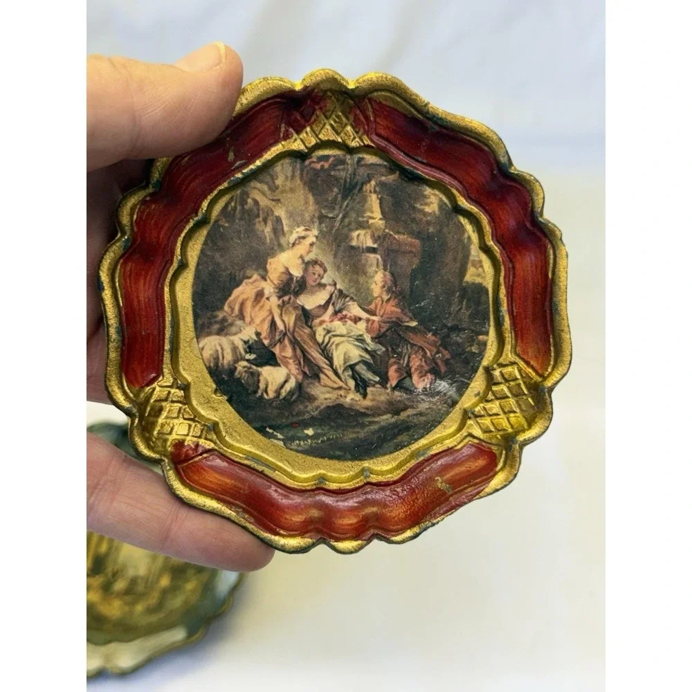 VTG Florentine Style Plastic Coaster Coasters Set Of 6